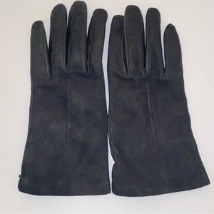 Vintage Montefusco Black Leather 100% Wool Lined Gloves Sz 8 Made in Italy